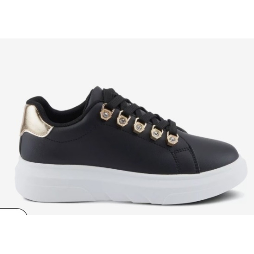 PATRIZIA by Spring Step Womens Black Rhinestone Platform Sneakers EU 38 US 7 NEW